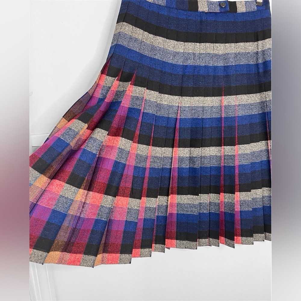 Pendelton Reversible Pleated Tartan Plaid Midi Wool Skirt 1950s Turnabout NWT - Picture 7 of 16